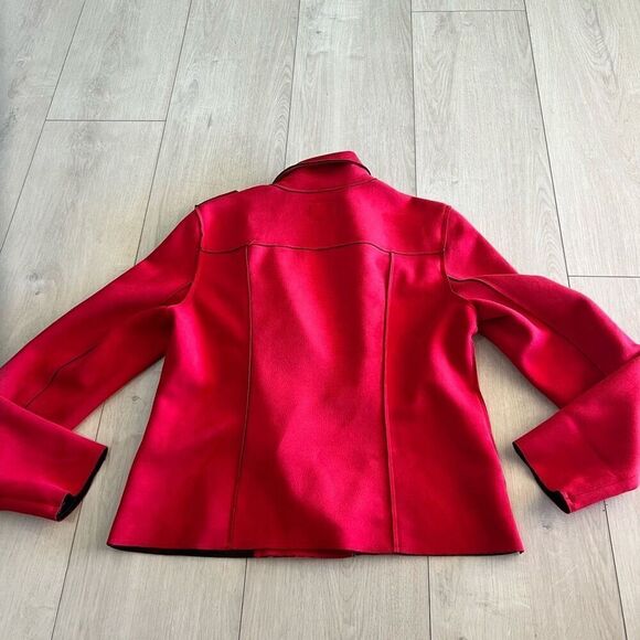 KUT FROM THE KLOTH Size Large  Red Faux Suede Drape Moto Jacket Women's - Picture 5 of 9